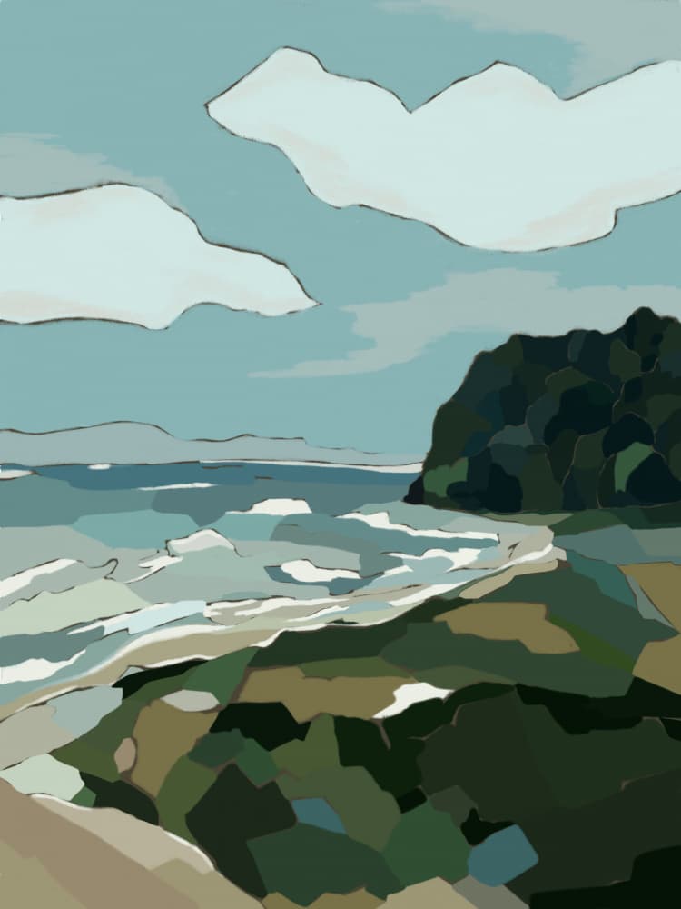 Stylized Coastal View by Nikita Jariwala — canvas wall art