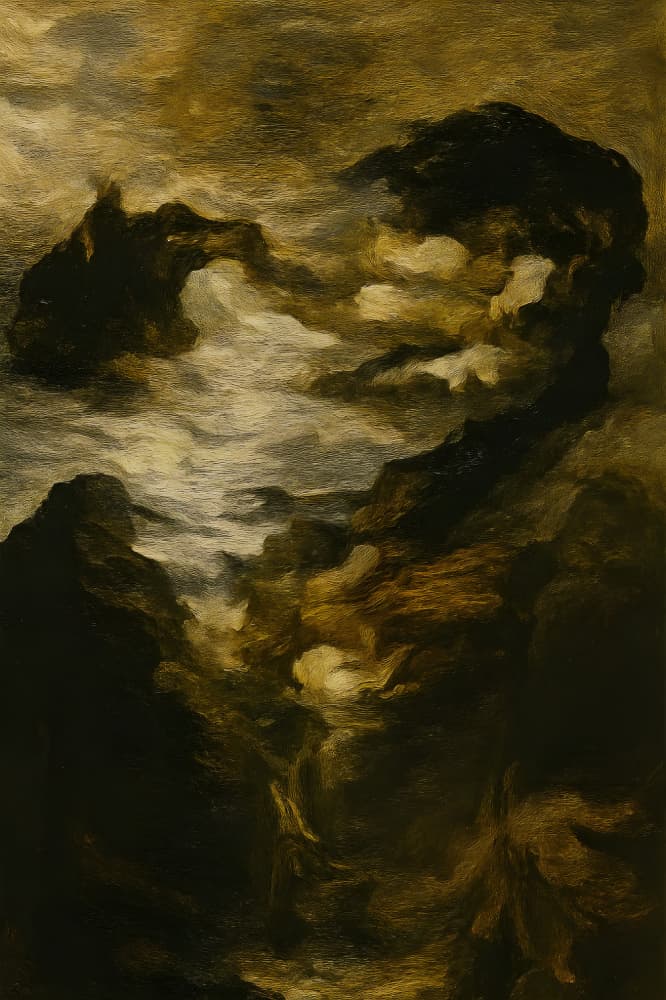 Turbulent Dark Landscape by HUGO — canvas wall art
