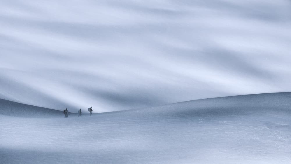 Winter Hike Snowy Landscape by Uschi Hermann — canvas wall art