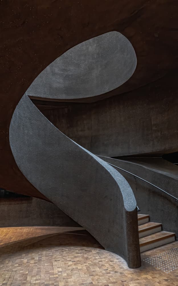 Curved Concrete Staircase by Gila Koller — canvas wall art