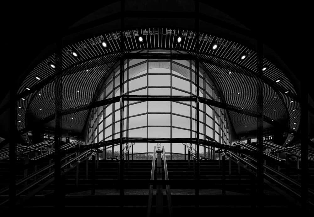 Modern Glass Staircase by Leeian Dai — canvas wall art