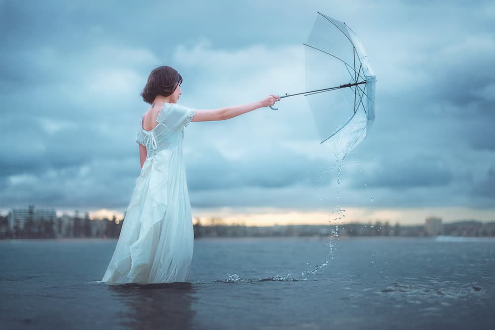 Woman With Clear Umbrella by Terry F — canvas wall art