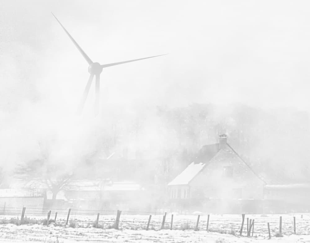 Foggy Winter Wind Turbine by Yvette Depaepe — canvas wall art