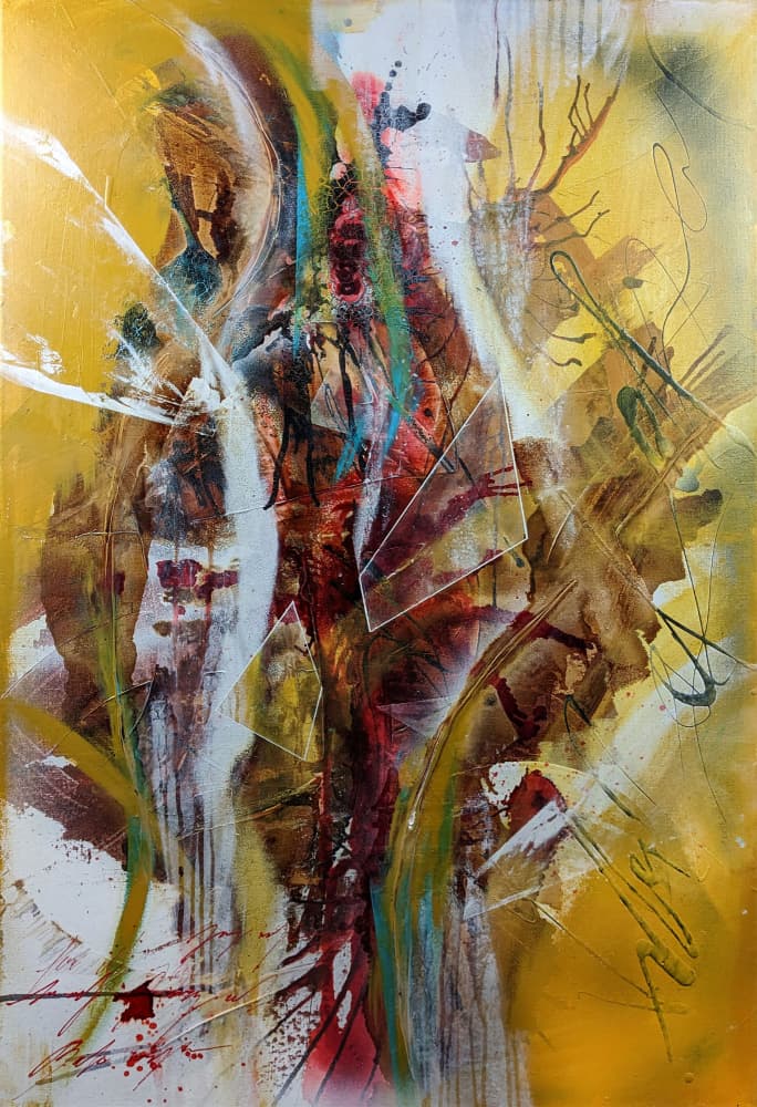Vibrant Gold Abstract Energy by Mikael Altersten — canvas wall art