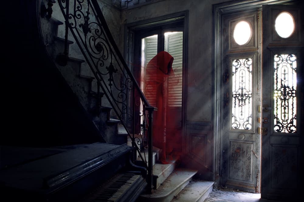 Red Ghost Haunts Mansion by Sebastien DEL GROSSO — canvas wall art