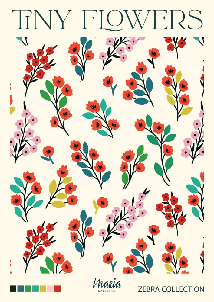 Vibrant Tiny Flowers by Maria Galybina — canvas wall art