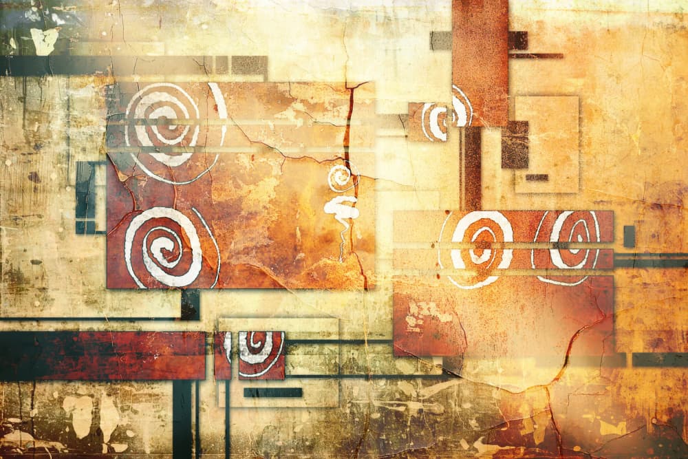 Warm Grunge Spirals by Rafal Kulik — canvas wall art