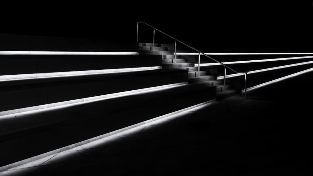 Illuminated Geometric Stairs by Rolf Endermann — canvas wall art