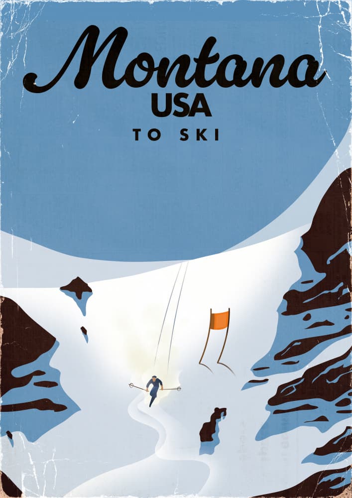 Vintage Montana Ski by Nicholas — canvas wall art