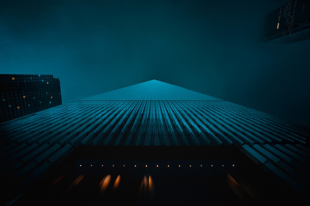 Skyscraper Blue Fog by Wei Xu — canvas wall art