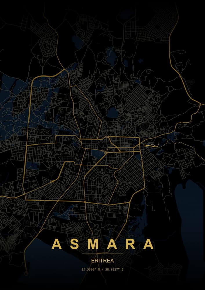 Asmara Night Map by HUGO — canvas wall art