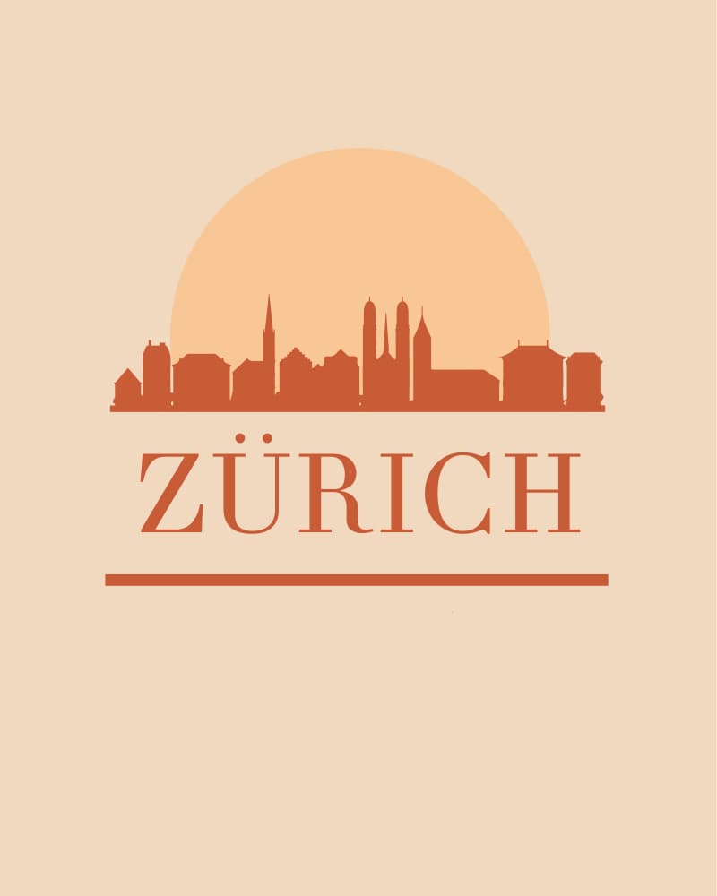 Zurich City Silhouette by Emiliano Deificus — canvas wall art