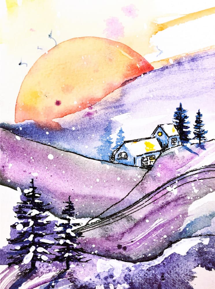 Winter Moon Cabin by Anda Bieza — canvas wall art