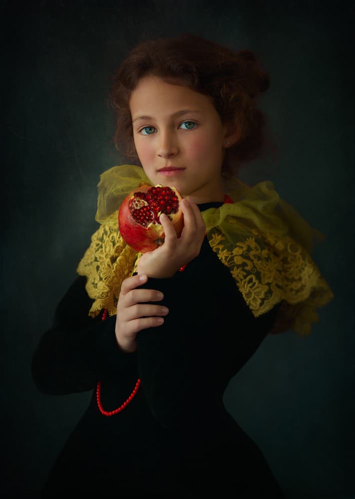 Renaissance Pomegranate Portrait by Svetlana Melik-Nubarova — canvas wall art