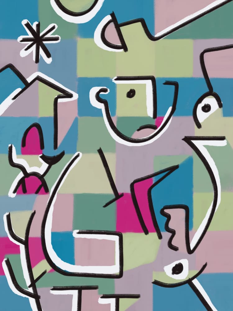 Colorful Abstract Characters by Little Dean — canvas wall art