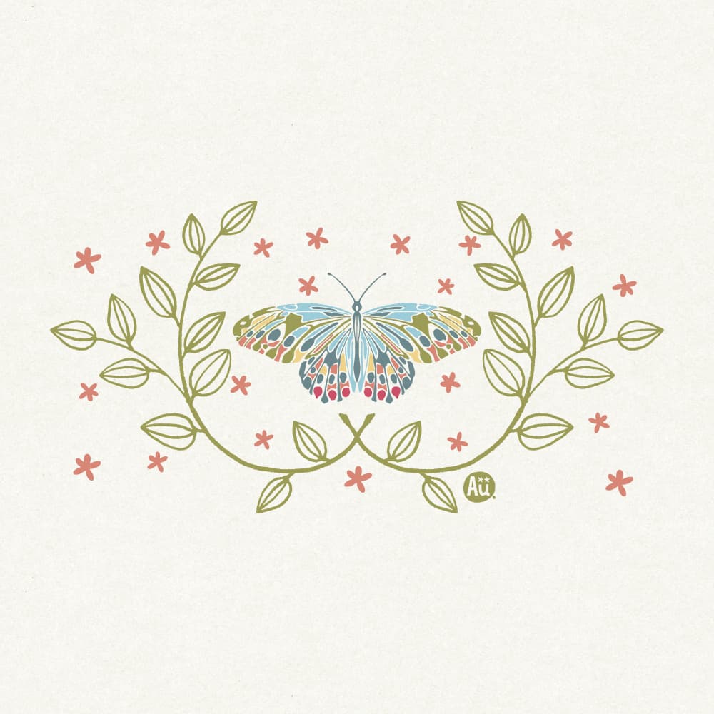 Colorful Butterfly Wreath by Aia Ueno — canvas wall art