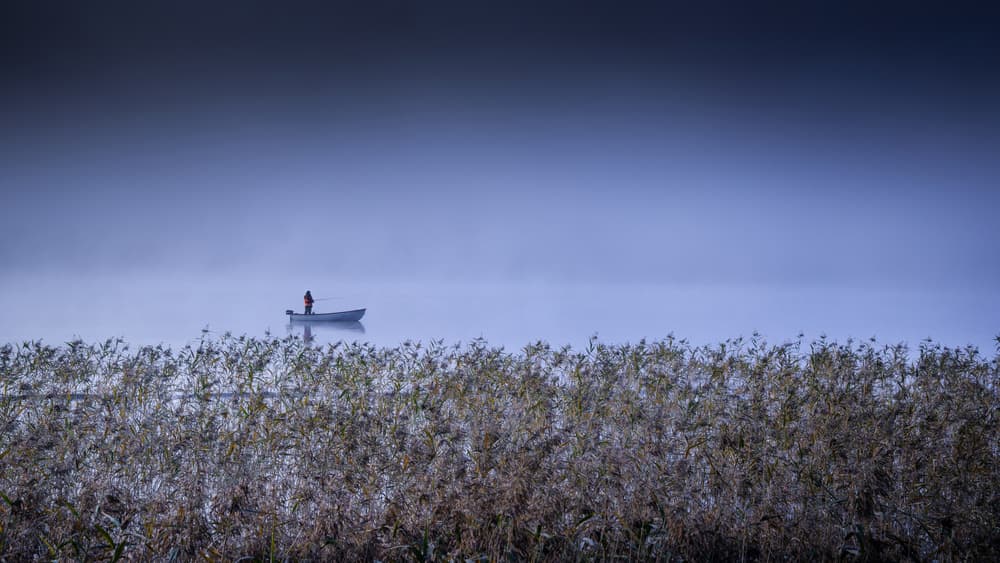 Misty Lake Fisherman by Benny Pettersson — canvas wall art