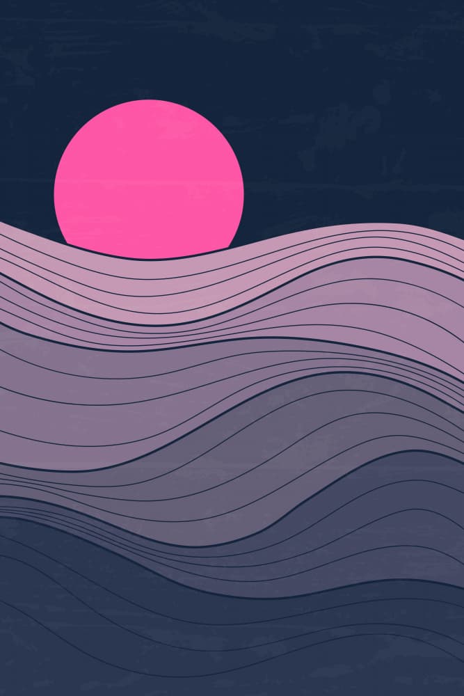 Pink Sun Ocean Waves by jay stanley — canvas wall art