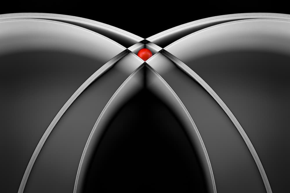 Metallic Curves Red Sphere by Jacqueline Hammer — canvas wall art
