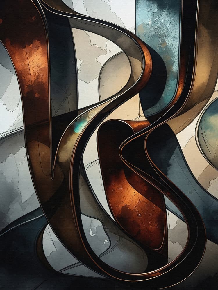 Abstract Copper Curves by Miguel Bruzual — canvas wall art
