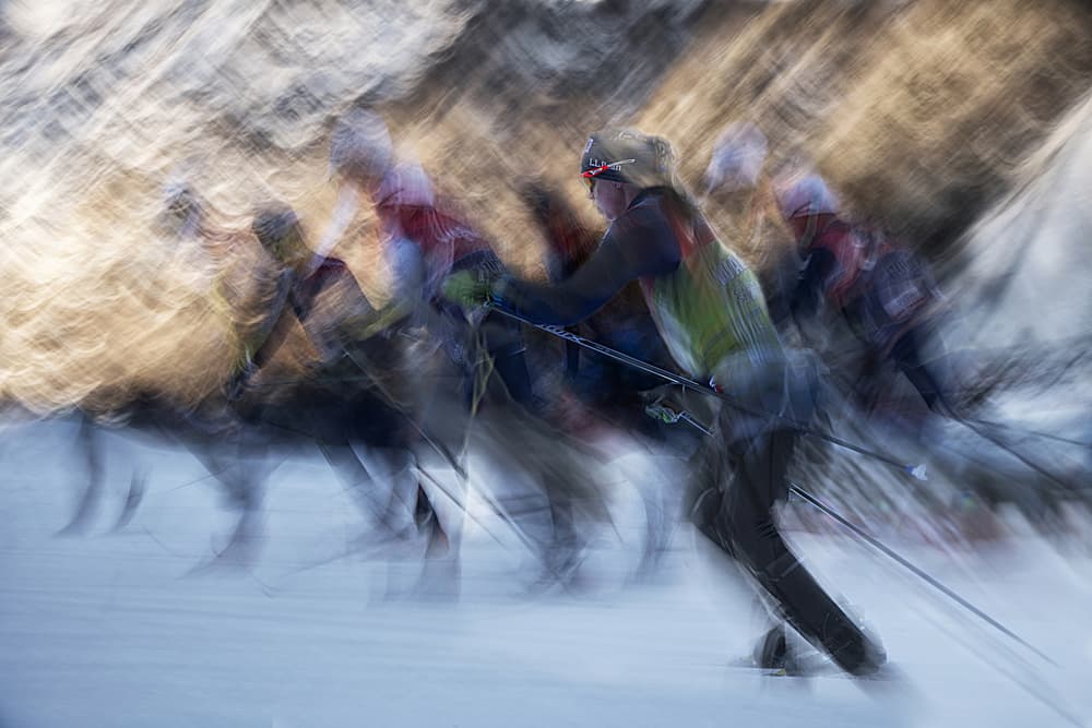 Skiing Motion Blur by Milan Malovrh — canvas wall art