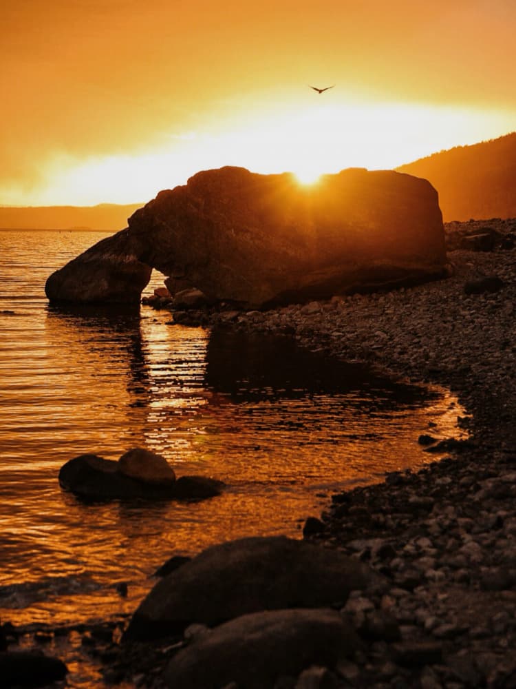 Sunset Over Arch Rock by Del Mundo Imagery — canvas wall art