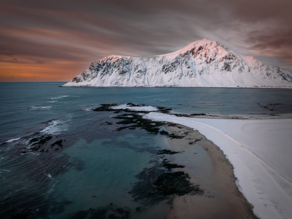 Snowy Mountain Winter Coast by Adrian Popan — canvas wall art