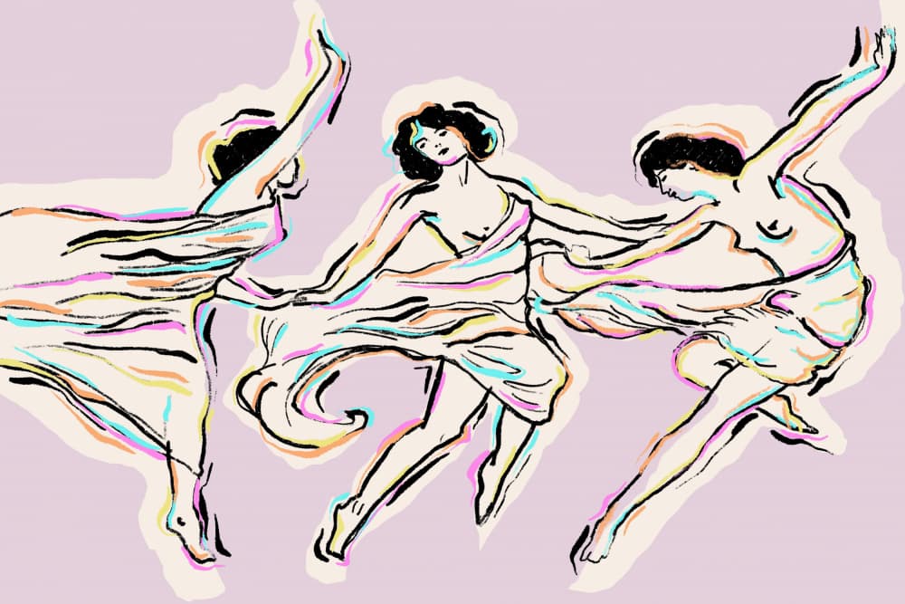 Graceful Women Dancing by Treechild — canvas wall art