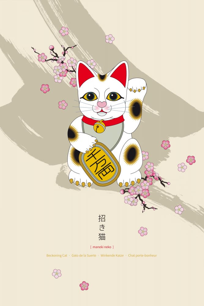 Maneki Neko Lucky Cat by Thoth Adan — canvas wall art