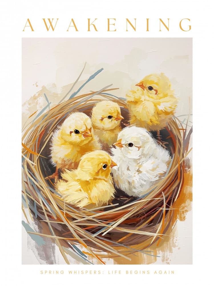 Spring Chicks Nest by Ohkimiko — canvas wall art