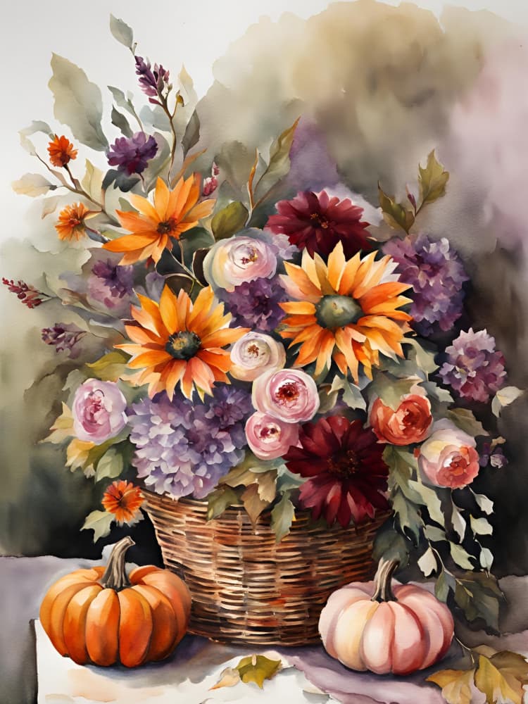 Autumn Floral Harvest by Ohkimiko — canvas wall art