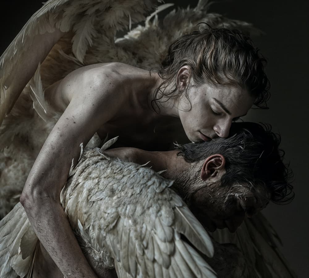 Fallen Angel Embrace by DDiArte — canvas wall art