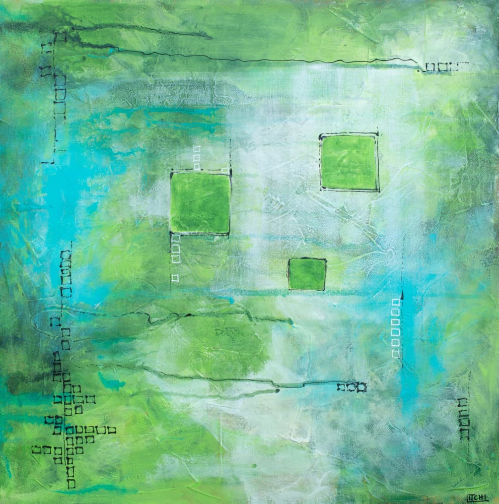 Vibrant Green Geometry by Lillian Christiansson — canvas wall art