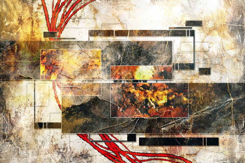 Fiery Circuit Abstract by Rafal Kulik — canvas wall art