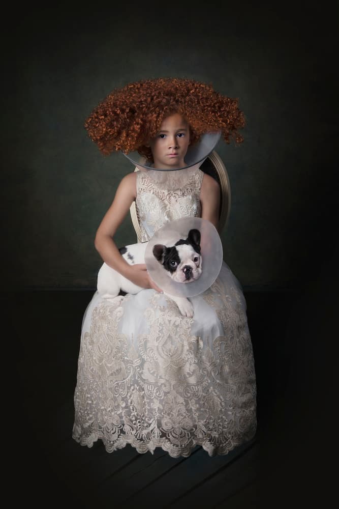 Elegant Girl Dog Cones by Carola Kayen-Mouthaan — canvas wall art