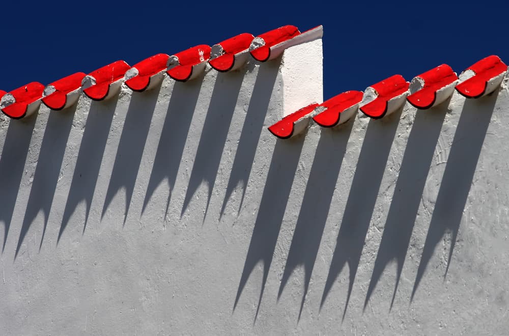 Bright Red Tile Shadows by Hans-Wolfgang Hawerkamp — canvas wall art