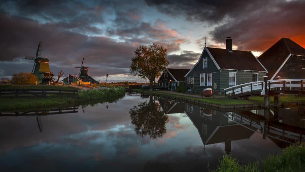 Dutch Village Sunset by Gonçalo Capitão — canvas wall art