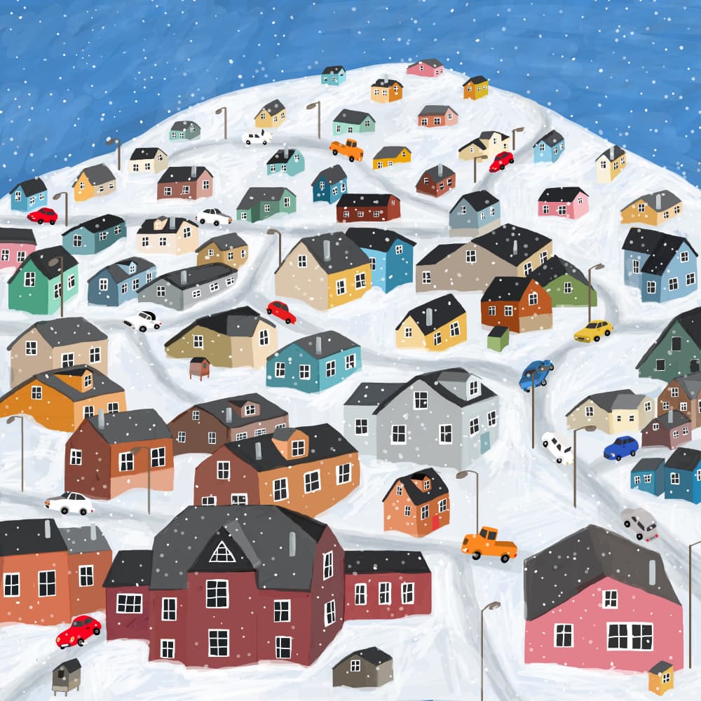 Charming Snowy Village by Carla Daly — canvas wall art