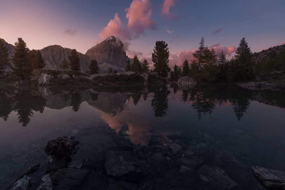 Pink Cloud Mountain Reflection by David Martin Castan — canvas wall art