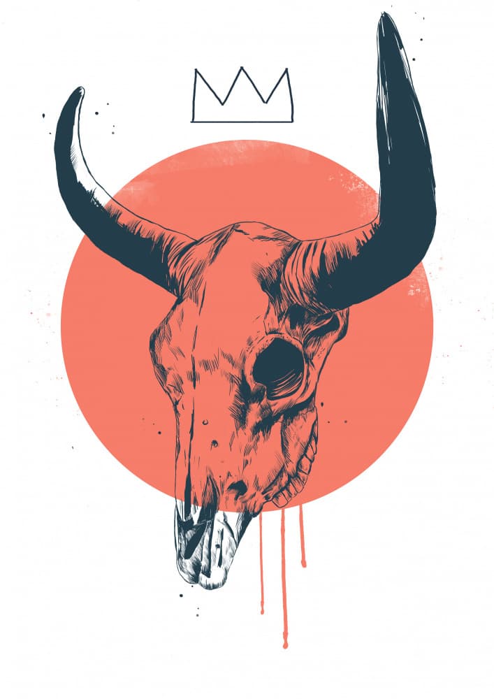 Crowned Bull Skull by Balazs Solti — canvas wall art