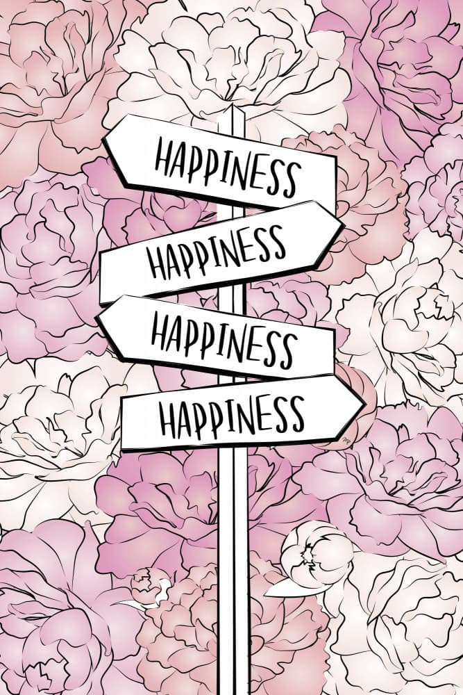 Floral Happiness Sign by Martina — canvas wall art