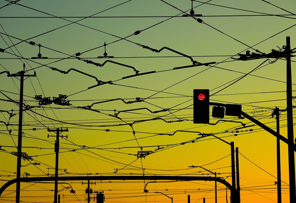 Urban Wires Red Light by Robin Wechsler — canvas wall art