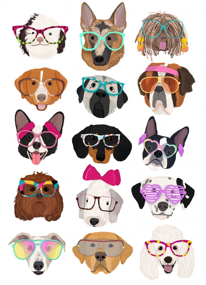 Quirky Dogs With Eyewear by Hanna Melin — canvas wall art