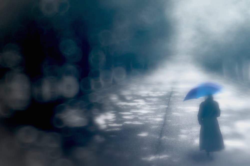 Rainy Day Blue Umbrella by Teruhiko Tsuchida — canvas wall art