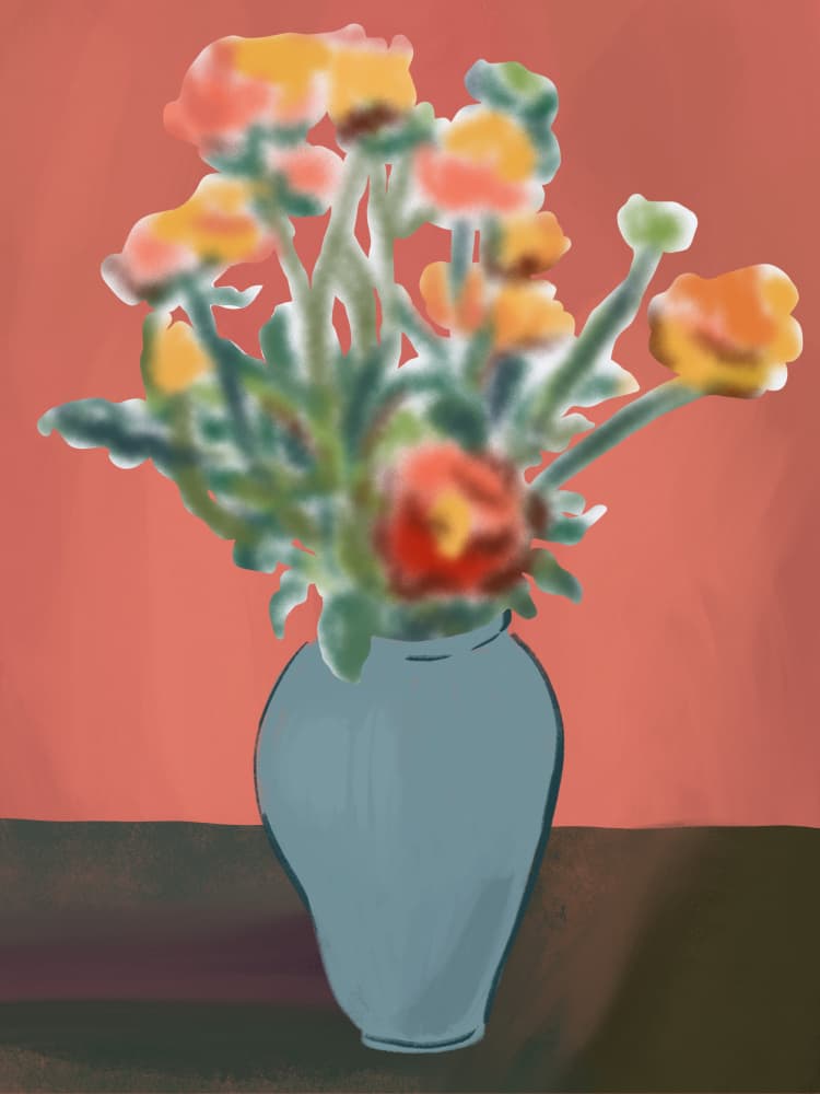 Warm Floral Still Life by Little Dean — canvas wall art