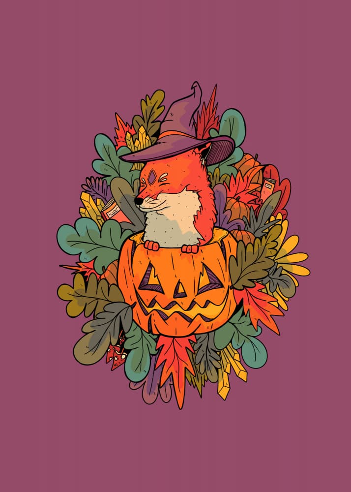 Witch Fox Pumpkin by Stephen Wade — canvas wall art