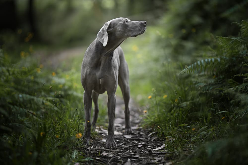 Weimaraner On Forest Path by Alfonso maseda varela — canvas wall art