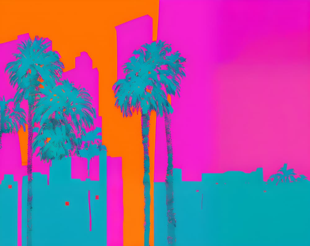 Neon City Palms by Cicero Spin — canvas wall art