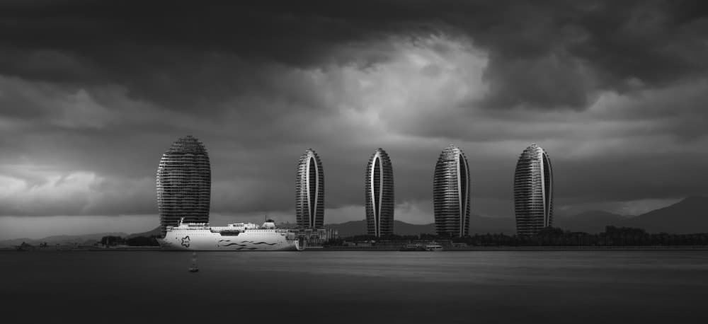 Futuristic City Storm by Alvin Wang — canvas wall art