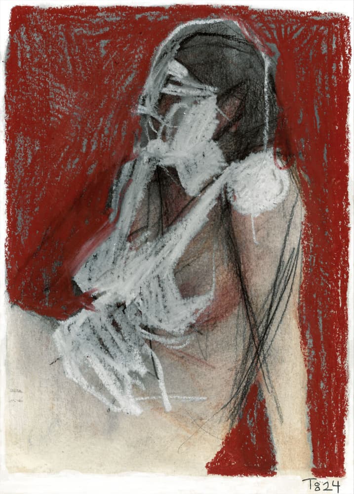 Pensive Nude Drawing by Tore Bahnson — canvas wall art